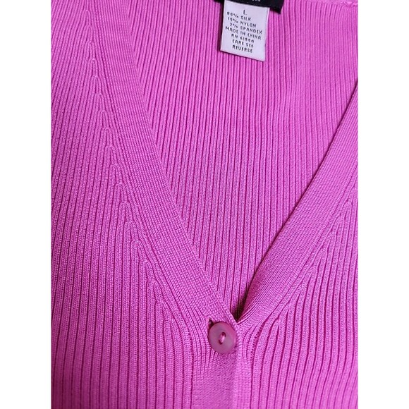 Vtg Henri Bendel Cardigan Sweater Womens L Pink Silk Blend Button Knit Cottage - Picture 3 of 11